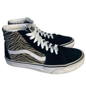 Vans Women's Safari Multi Sk8-Hi Top Sneaker Zebra Leopard Black size 8.5